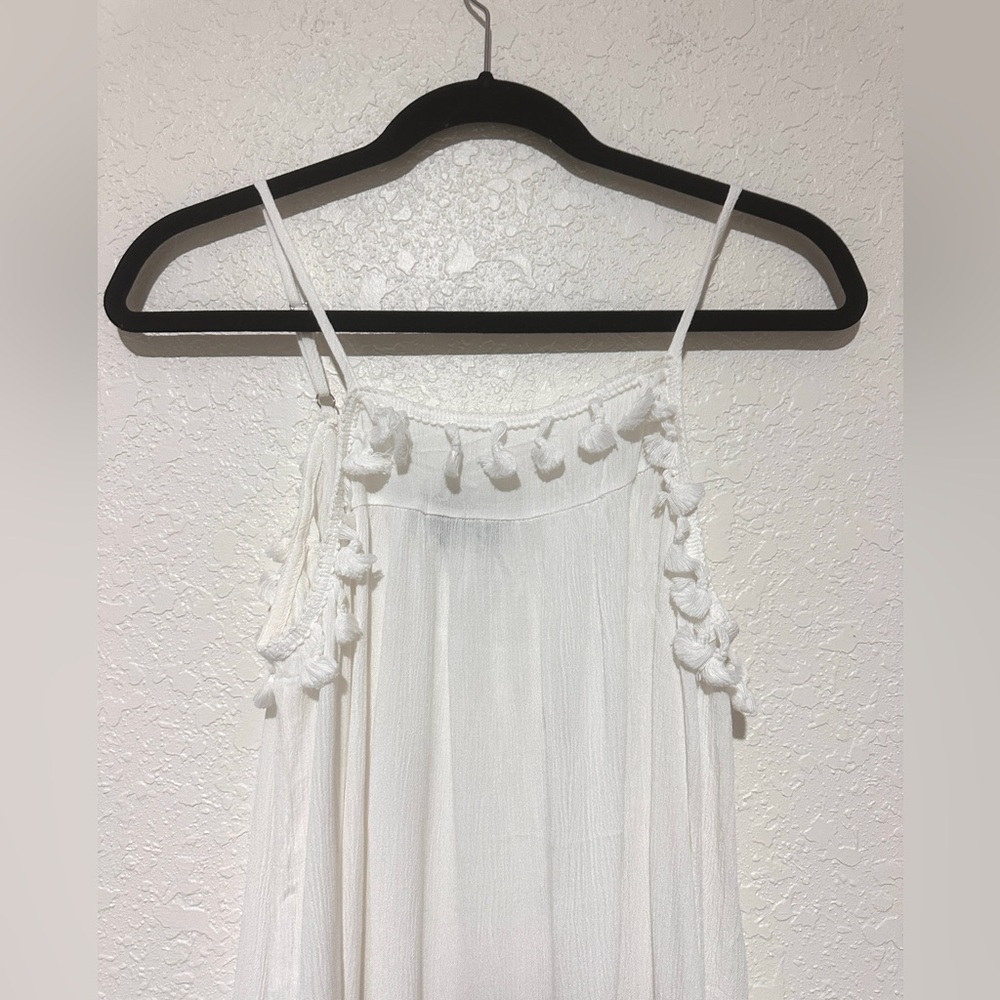 New!POL White Tassel Flowy Tank Top Size Sm Cotton Rayon Blend Boho Style - Picture 4 of 6